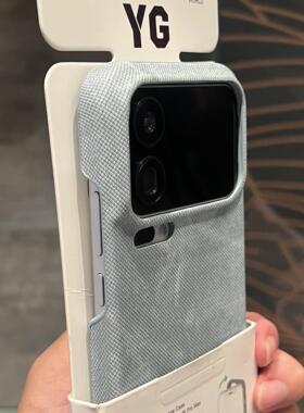 浅蓝色复古牛仔布纹适用小米17promax手机壳新款15半包无边框14ultra防摔13红米K80pro高级感70文艺港风潮硬