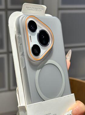 简约ins风新款钛灰色磁吸适用华为pura80pro+手机壳P70ultra全包mate70/60简约400荣耀Magic7磨砂nova14/13薄