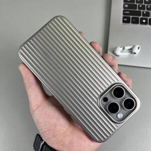 新款光栅淬炼钛灰色适用17苹果16promax手机壳iphone15瓦楞硬壳14钛金属13高级感全包硬肤感磨砂防摔保护套男