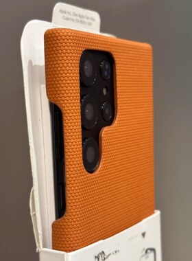 轻奢质感橙色编织纹拼接素皮Galaxy适用三星S25ultra手机壳3星S24ultra新款S23ultra磨砂半包防摔高级感简约