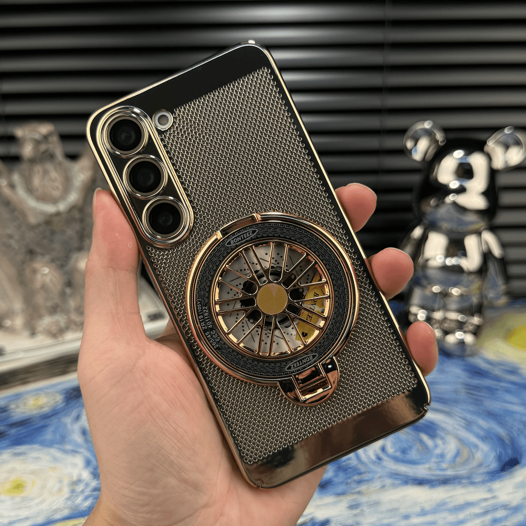 解压陀螺支架适用三星S22+手机壳S24Ultra电镀散热网格S23Ultra全包防摔3星galaxyS24+自带镜头膜note20ultra