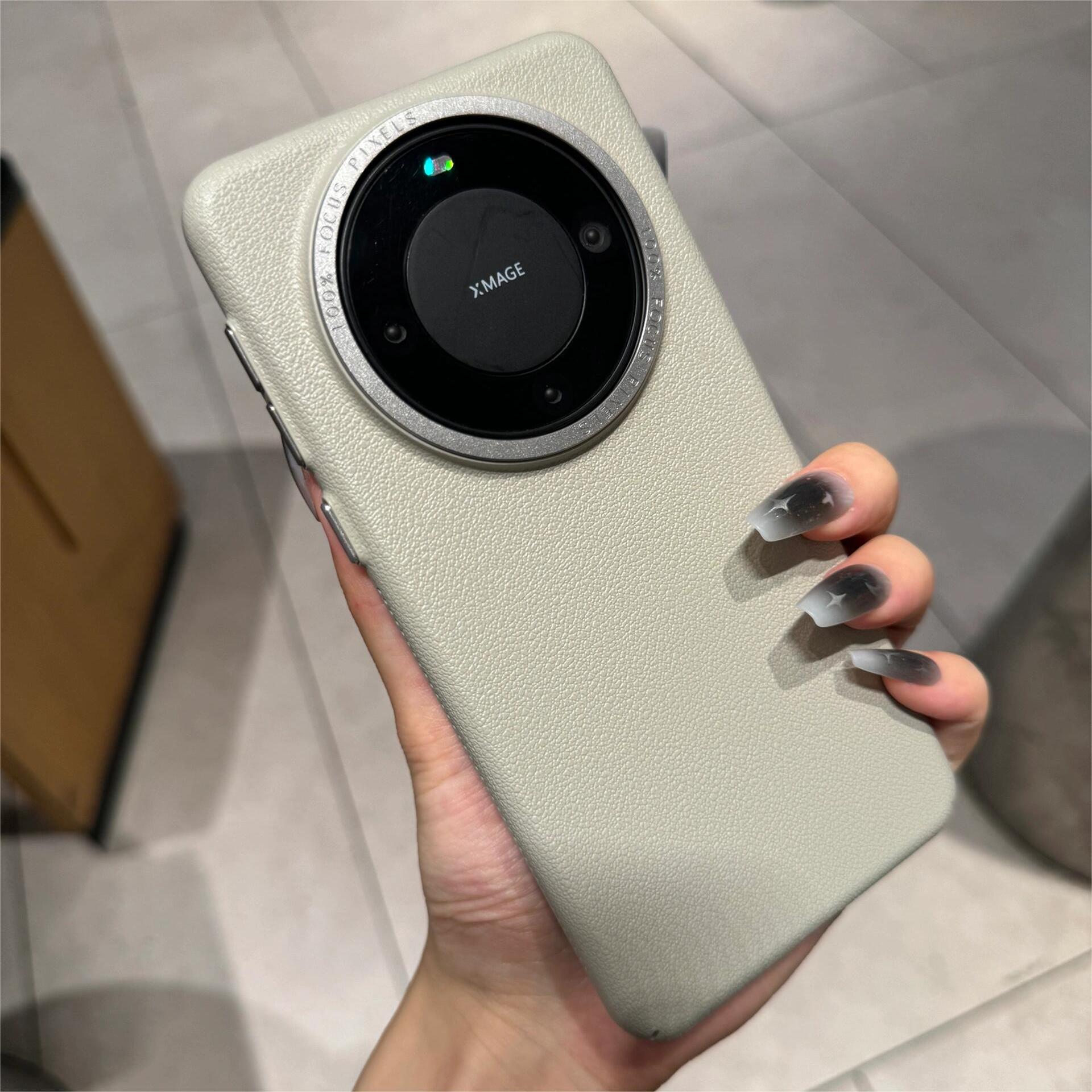 小众高级感荔枝纹适用华为mate60pro手机壳新款60RS保时捷简约超薄手机套大孔奢华金属镜框硬壳磨砂防指纹男