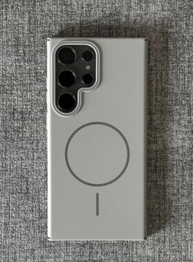 简约高级感钛灰色细圈磁吸Magsafe磁吸无线充电适用三星S25/s24Ultra手机壳s23+磨砂s21/2FE超薄Note20硬套+