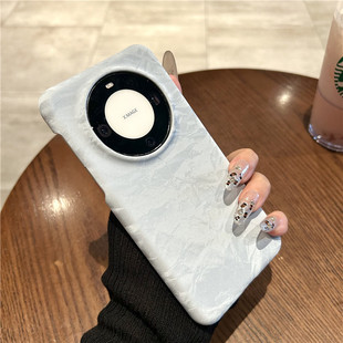 高级感丝绒纹理奶蓝色适用华为mate70pro手机壳mate60保护套magic8/7pro半包款pura80防摔新款高端奢华男女+