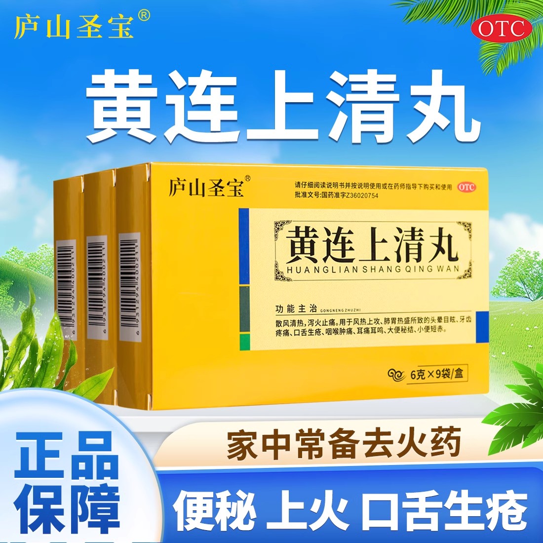 【庐山圣宝】黄连上清丸6g*9袋/盒