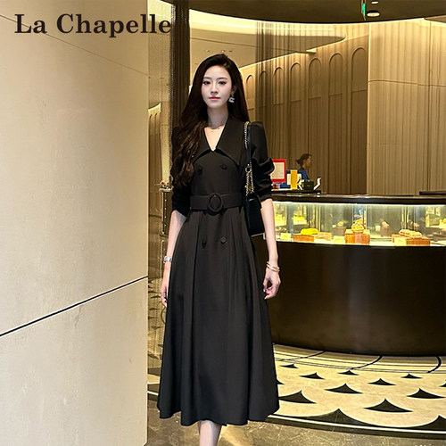 LaChapelle拉夏贝尔2026年春秋新款修身减龄气质百搭连衣裙10651