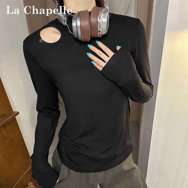 LaChapelle/拉夏贝尔秋冬上新正肩可外穿长袖内搭显瘦打底衫6338