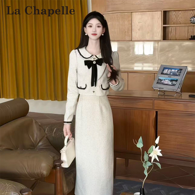 LaChapelle/拉夏贝尔秋季2025新款轻奢气质时尚小香风连衣裙10681
