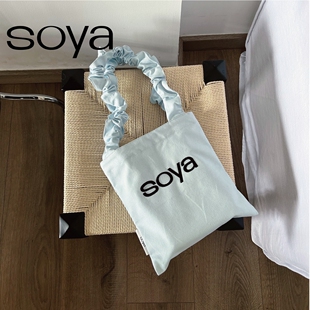 4色 SOYA 俏皮撞色刺绣厚实挺括tote小包包帆布包