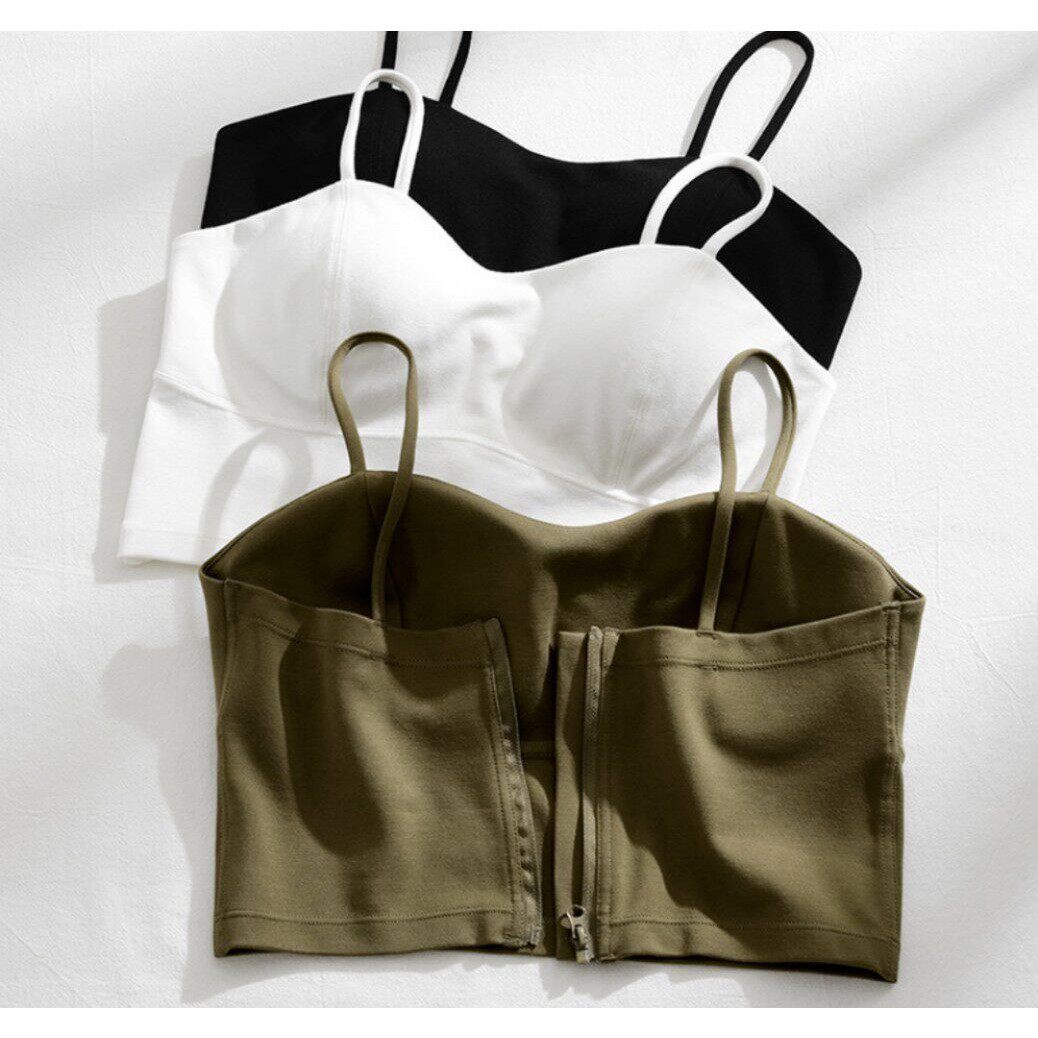 打底2026春秋新款韩版后背拉链设计感美背抹胸吊带背心女内搭外穿