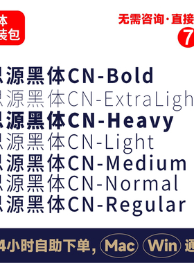 Z14思源黑体ttf格式 WinMacProcreate字体包中文简体字库AIPS