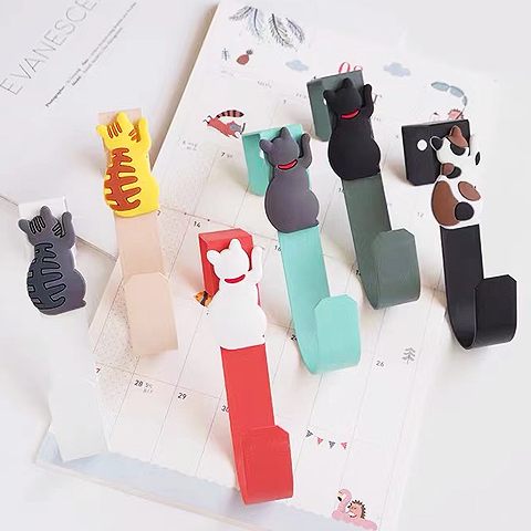 个性铁艺卡通门后橱柜挂钩4.2cm多巴胺金属挂衣钩多功能免钉挂勾