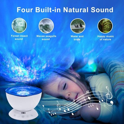 Ocean Wave Projector Led Night Lamp Music Player Remote Cont