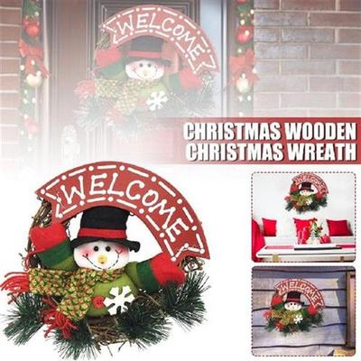 Christmas Snowman Wreath Front Door Welcome Sign Fireplaces