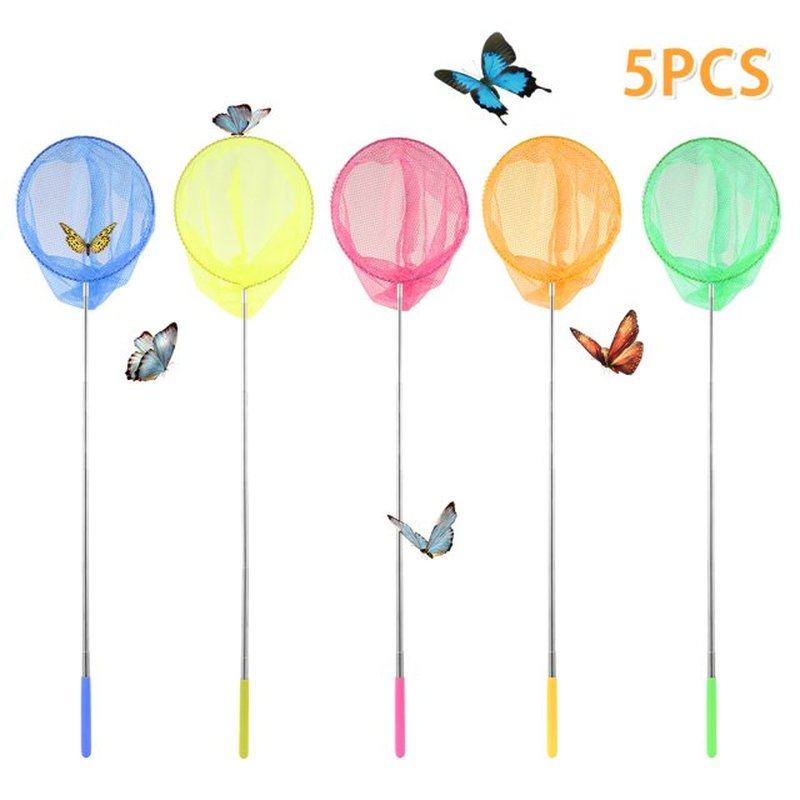 5pcs Kids Catcher Butterfly Net Telescopic Catching Bugs Mes
