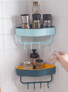 Wall Corner Shower Shelf Triangle Rack With Hook Bathroom