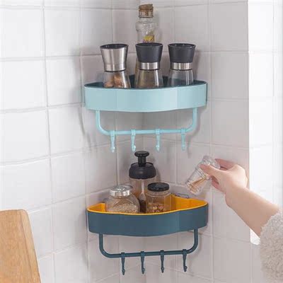 Wall Corner Shower Shelf Triangle Rack With Hook Bathroom