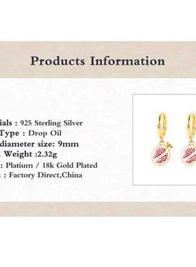 Aide 925 Sterling Silver Colored Enamel Fruit Pendant Dangle