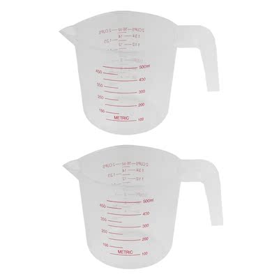 2X 500Ml Home Lab Measuring Jug Pitcher Plastic Handle Pour