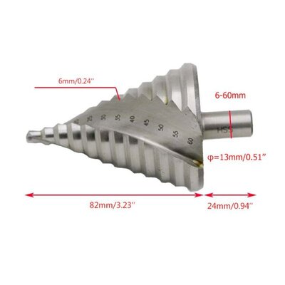 6-60mm Pagoda Step Cone Drill Bit HSS Spiral Grooved Reaming