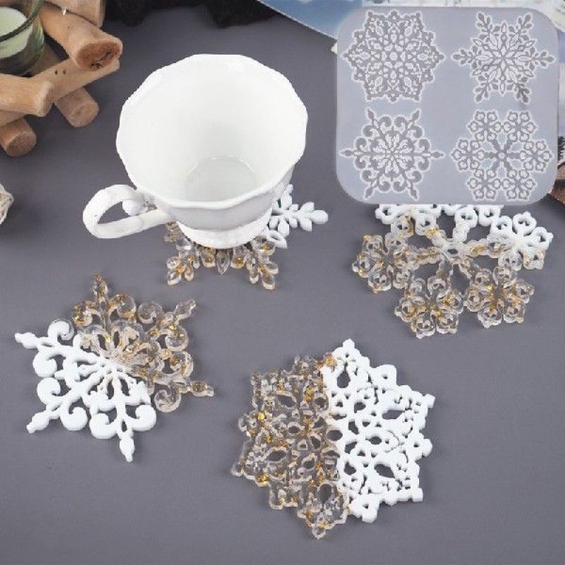 Snowflake Coaster Mold 4 inch Coaster Silicone Mold DIY