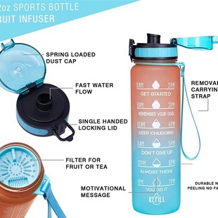 32oz/1L Sport Water Bottles Portable Gym Anti-fall Leak-proo