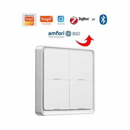 4 Gang Tuya ZigBee Wireless 12 Scene Switch Push Button