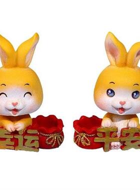 Nodding Rabbit Figurines Sculptures Photo Props Shaking Head