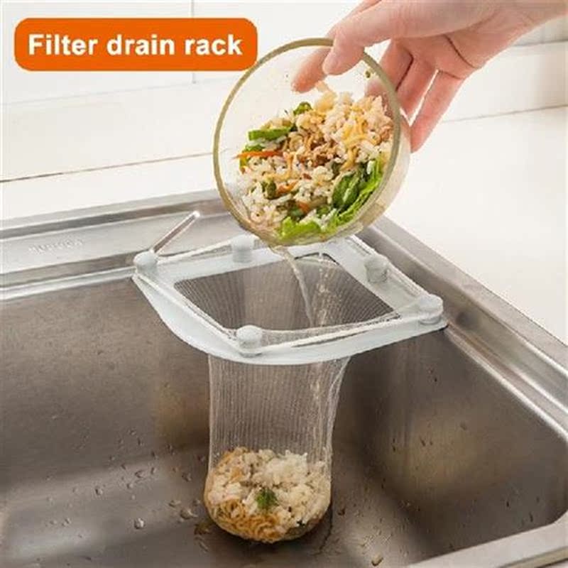 Inverted Triangular Hanging Drain Net Bag With Bracket