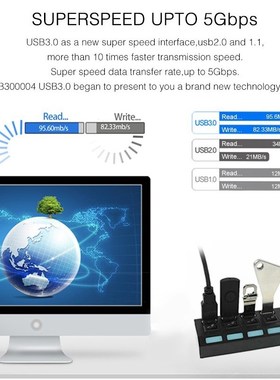INGELON USB Hub 3.0 4/7 Ports Hub USB Splitter Adapter 5Gbps