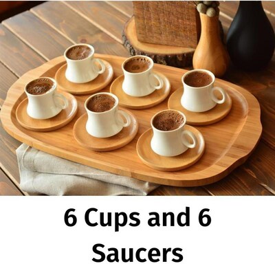 Traditional Turkish Coffee Cup Boxed Set with 6 Cups and 6