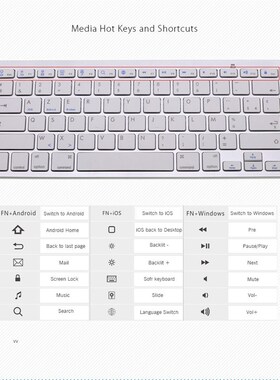 French ''AZERTY'' Mini Bluetooth Keyboard fo