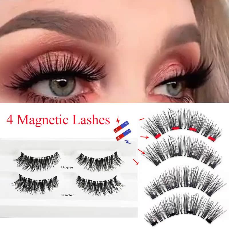 Magnetic Eyelashes with 4 Magnets Handmade Magnetic Lashes N