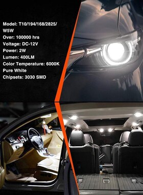 10 pcs 194 T10 LED Bulbs 6000K White 168 2825 T10 W5W 3030 B