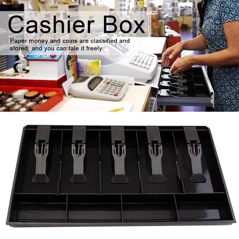 Store Cash Drawer 5 Grids 4 Coins Cashier Storage Box Cash D