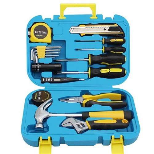 18pcs Household Wrench Flashlight Hardware Toolbox Set