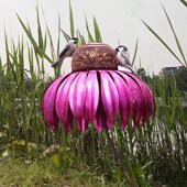 Bird Garden Feeder Outdoor Pink Flower Decoration Feede