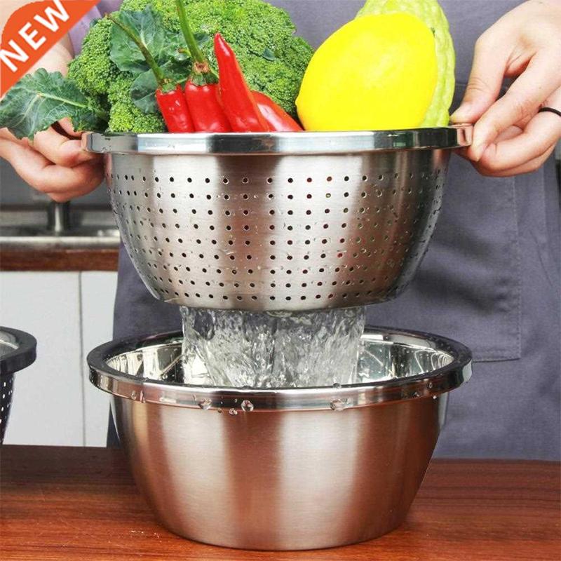 04 Stainless Steel Thicken Colander Strainer Basin Cooker