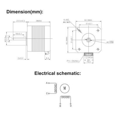 4 Lead Nema 17 Stepper Motor 42 Motor 1.5A (17HS4401S) with