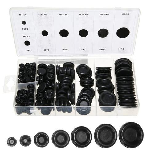 170pcs Black Rubber Grommet Firewall Hole Plug Retaining Rin