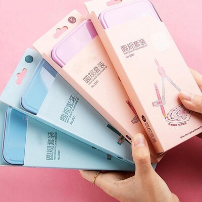 8pcs/set Iron Packaging Compasses Rule Stationery Set For St