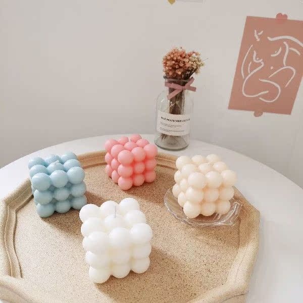 1 PC 3D Cube Wax Fragrance Candle Bougie Rose Scented