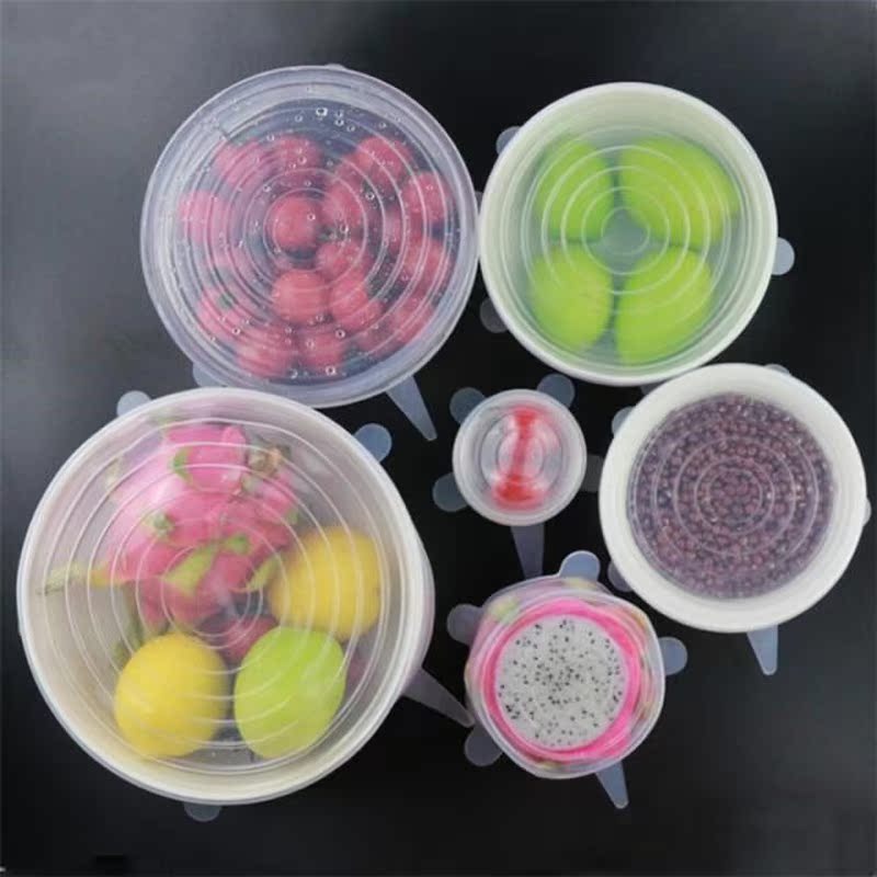 6 Pcs Silicone Stretch Lids Reusable Airtight Food Wrap Cove