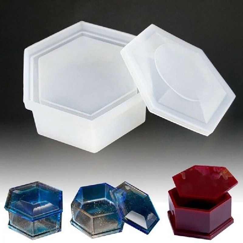 Silicon DIY Crystal Epoxy Hexagonal Storage Box Clay Mold