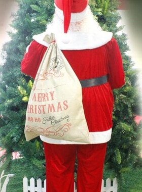 Big Size Merry Christmas Linen Gift Bag 2019 Santa Claus Sac