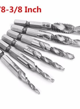 6Pcs 1/8-3/8 Inch BSW Screw Tap Drill Bits Thread HSS Combin