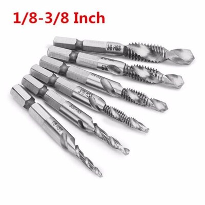 6Pcs 1/8-3/8 Inch BSW Screw Tap Drill Bits Thread HSS Combin