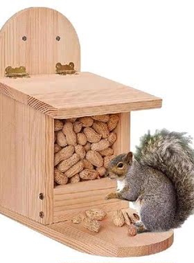 Squirrel Feeder Box Wooden Animal Feeder Handcrafted Wood