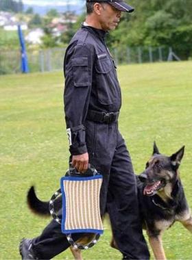 Durable Linen Dog Biting Pillow with 3 Handles Dog Tug Toy f