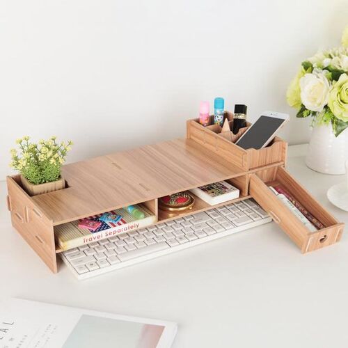 Convenient Monitor Stand Wood LCD Desktop Screen Riser Desk